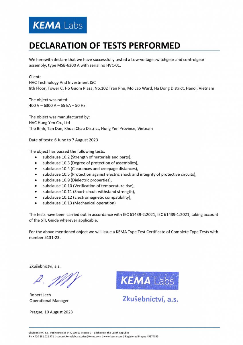 chứng nhận kema type test